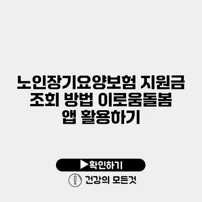 노인장기요양보험 지원금 조회 방법 이로움돌봄 앱 활용하기