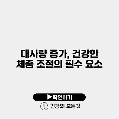 대사량 증가, 건강한 체중 조절의 필수 요소