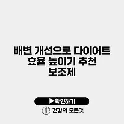 배변 개선으로 다이어트 효율 높이기 추천 보조제