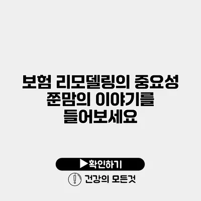 보험 리모델링의 중요성 쭌맘의 이야기를 들어보세요