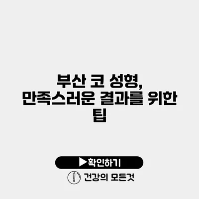 부산 코 성형, 만족스러운 결과를 위한 팁