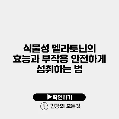 식물성 멜라토닌의 효능과 부작용 안전하게 섭취하는 법