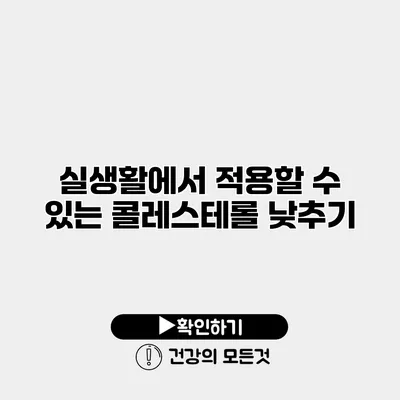 실생활에서 적용할 수 있는 콜레스테롤 낮추기