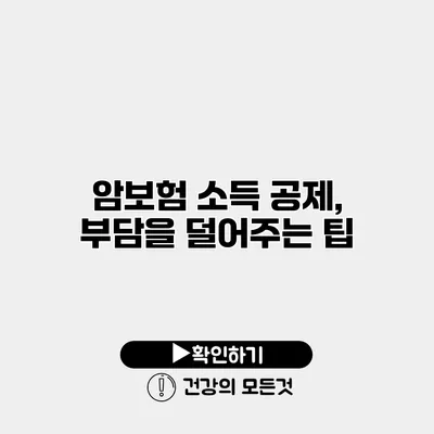 암보험 소득 공제, 부담을 덜어주는 팁