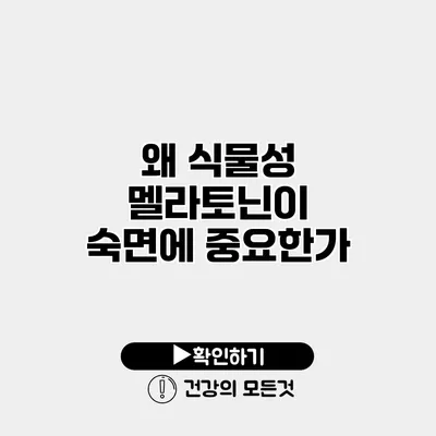 왜 식물성 멜라토닌이 숙면에 중요한가?