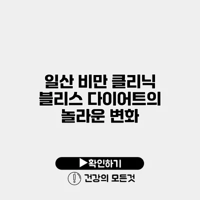 일산 비만 클리닉 블리스 다이어트의 놀라운 변화