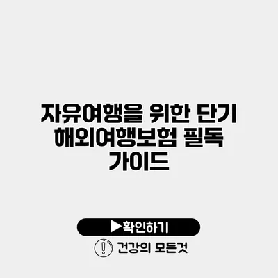 자유여행을 위한 단기 해외여행보험 필독 가이드