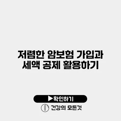 저렴한 암보험 가입과 세액 공제 활용하기