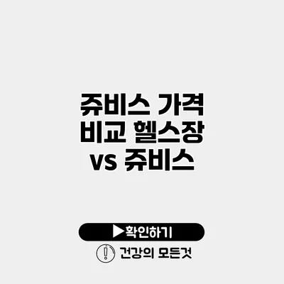 쥬비스 가격 비교 헬스장 vs 쥬비스