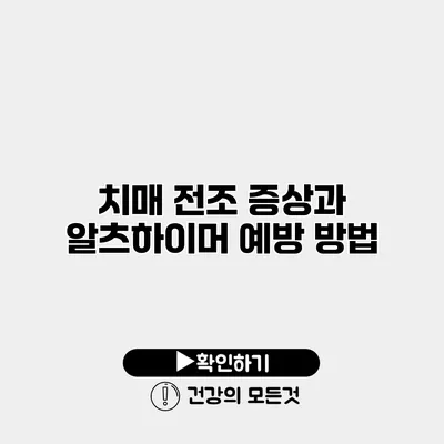 치매 전조 증상과 알츠하이머 예방 방법