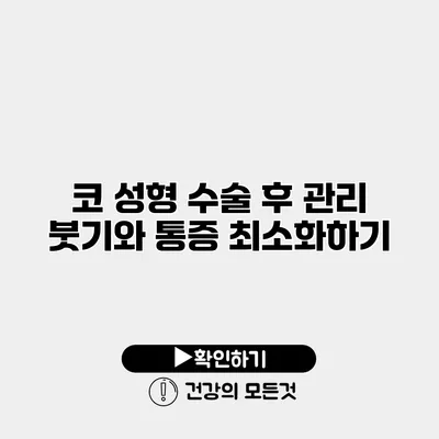코 성형 수술 후 관리 붓기와 통증 최소화하기