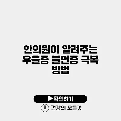 한의원이 알려주는 우울증 불면증 극복 방법