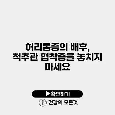 허리통증의 배후, 척추관 협착증을 놓치지 마세요