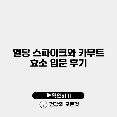 혈당 스파이크와 카무트 효소 입문 후기