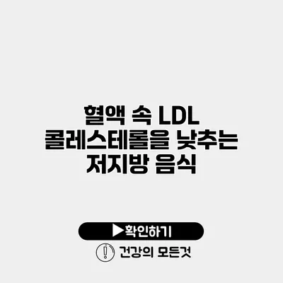 혈액 속 LDL 콜레스테롤을 낮추는 저지방 음식