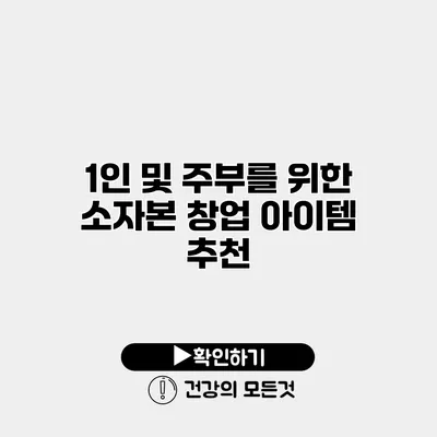 1인 및 주부를 위한 소자본 창업 아이템 추천