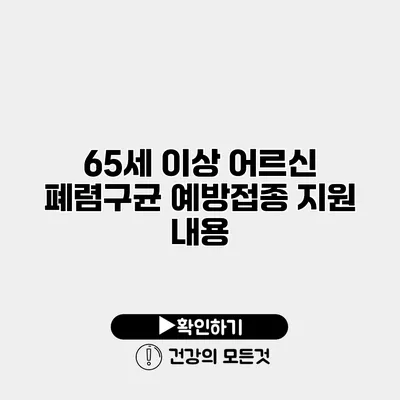65세 이상 어르신 폐렴구균 예방접종 지원 내용
