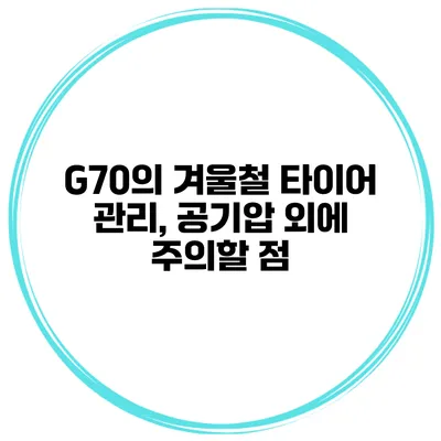 G70의 겨울철 타이어 관리, 공기압 외에 주의할 점