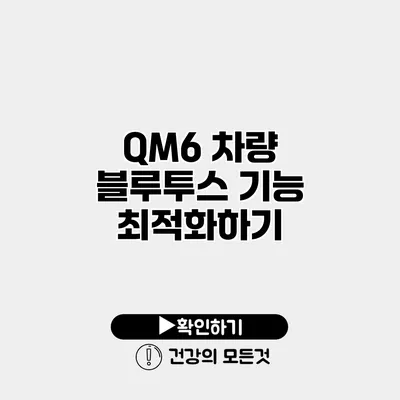QM6 차량 블루투스 기능 최적화하기