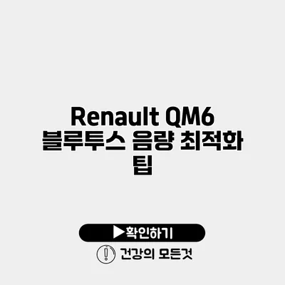 Renault QM6 블루투스 음량 최적화 팁