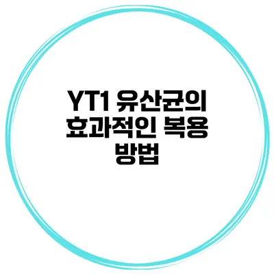 YT1 유산균의 효과적인 복용 방법
