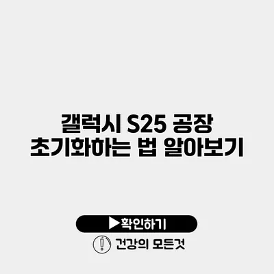 갤럭시 S25 공장 초기화하는 법 알아보기