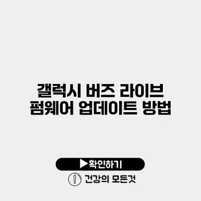 갤럭시 버즈 라이브 펌웨어 업데이트 방법