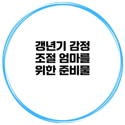 갱년기 감정 조절: 엄마를 위한 준비물