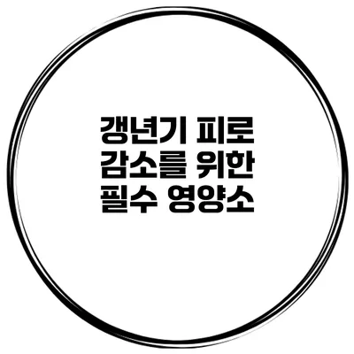 갱년기 피로 감소를 위한 필수 영양소