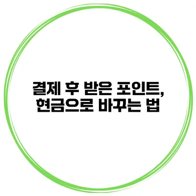 결제 후 받은 포인트, 현금으로 바꾸는 법