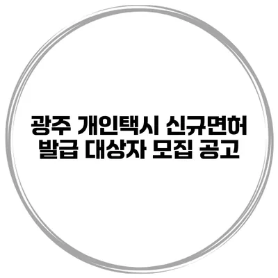 광주 개인택시 신규면허 발급 대상자 모집 공고