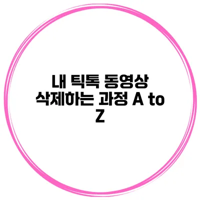 내 틱톡 동영상 삭제하는 과정 A to Z