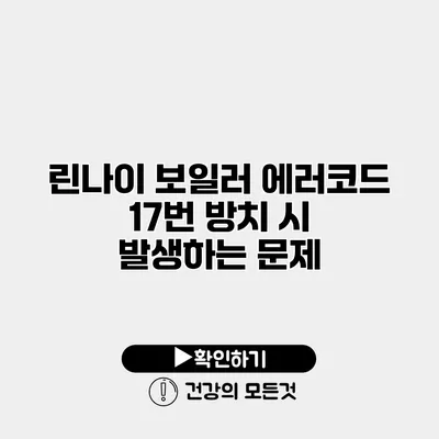 린나이 보일러 에러코드 17번 방치 시 발생하는 문제