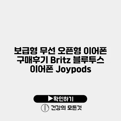 보급형 무선 오픈형 이어폰 구매후기 Britz 블루투스 이어폰 Joypods