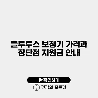 블루투스 보청기 가격과 장단점 지원금 안내