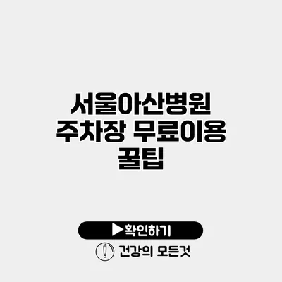 서울아산병원 주차장 무료이용 꿀팁