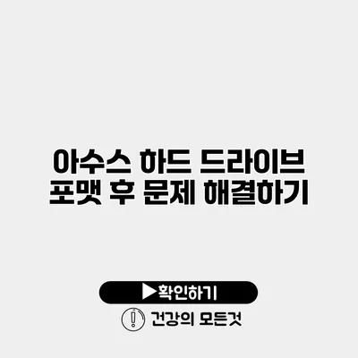 아수스 하드 드라이브 포맷 후 문제 해결하기