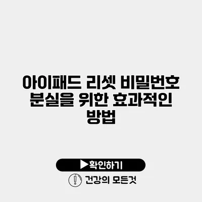 아이패드 리셋 비밀번호 분실을 위한 효과적인 방법