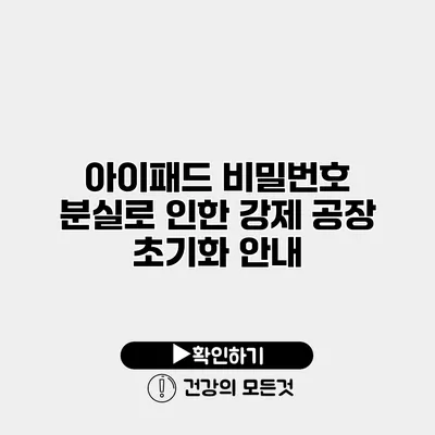 아이패드 비밀번호 분실로 인한 강제 공장 초기화 안내
