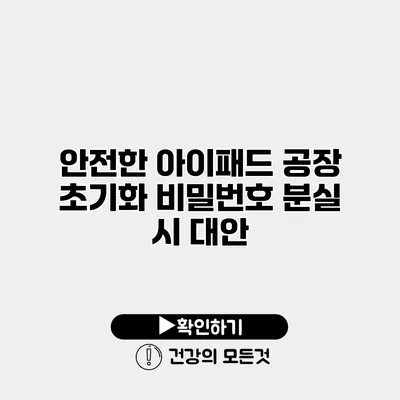안전한 아이패드 공장 초기화 비밀번호 분실 시 대안