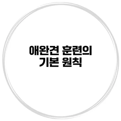 애완견 훈련의 기본 원칙