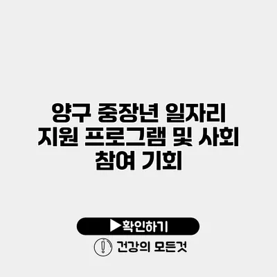 양구 중장년 일자리 지원 프로그램 및 사회 참여 기회
