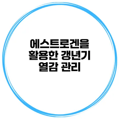 에스트로겐을 활용한 갱년기 열감 관리