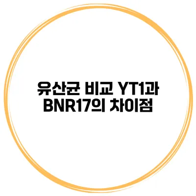 유산균 비교: YT1과 BNR17의 차이점