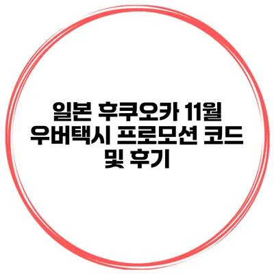 일본 후쿠오카 11월 우버택시 프로모션 코드 및 후기