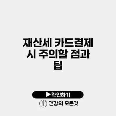 재산세 카드결제 시 주의할 점과 팁