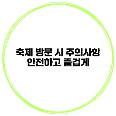 축제 방문 시 주의사항 안전하고 즐겁게