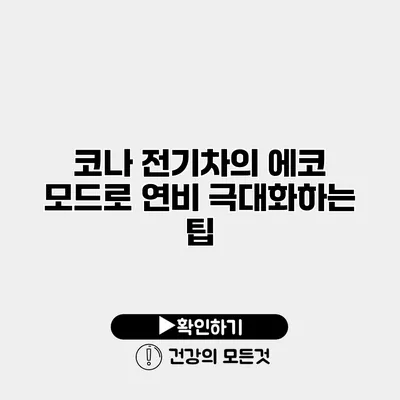 코나 전기차의 에코 모드로 연비 극대화하는 팁