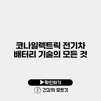 코나일렉트릭 전기차 배터리 기술의 모든 것
