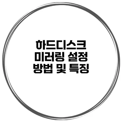 하드디스크 미러링 설정 방법 및 특징